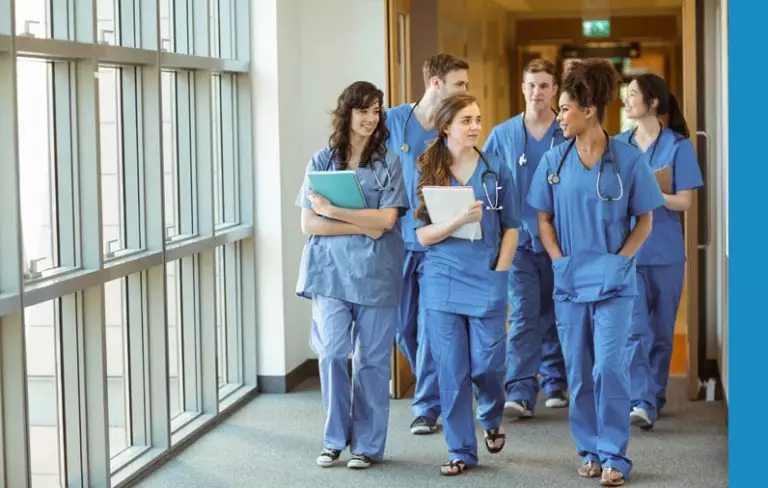 Group of medical students walking